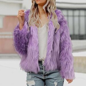 Lavender Haze Girl’s Children Fashion Autumn Winter Purple Faux-Fur Coat Jacket